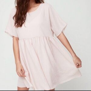 Aritzia Wilfred Blush Baby Doll Textured Dress